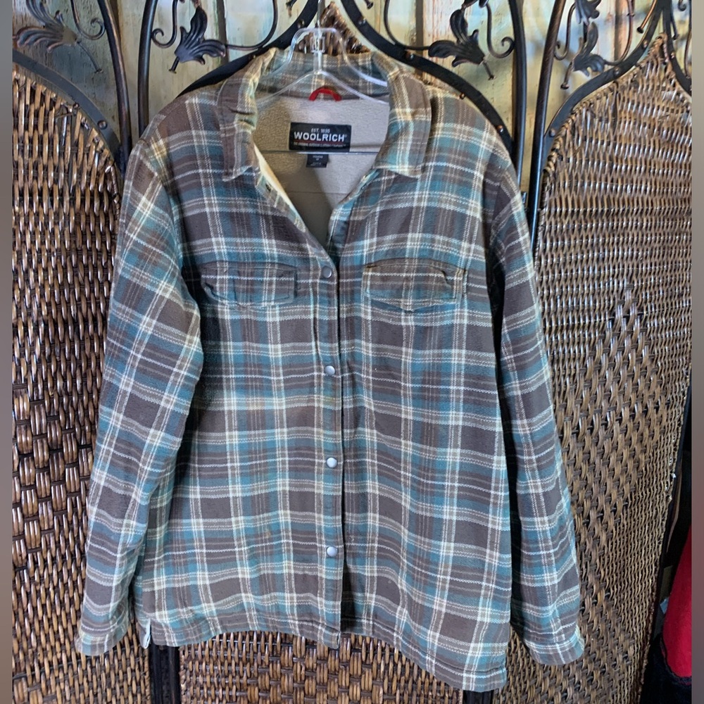 Woolrich Sherpa-Lined Plaid Hickory Shacket Size M